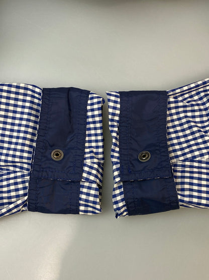 【中古品】【メンズ】 BURBERRY BLACK LABEL バーバリーブラックレーベル GINGHAM CHECK ZIP JACKET D1F10-710-26 ギンガムチェック ジップジャケット ナイロンジャケット 141-260608-kt-01-min サイズ：L カラー：ブルー/ホワイト 万代Net店