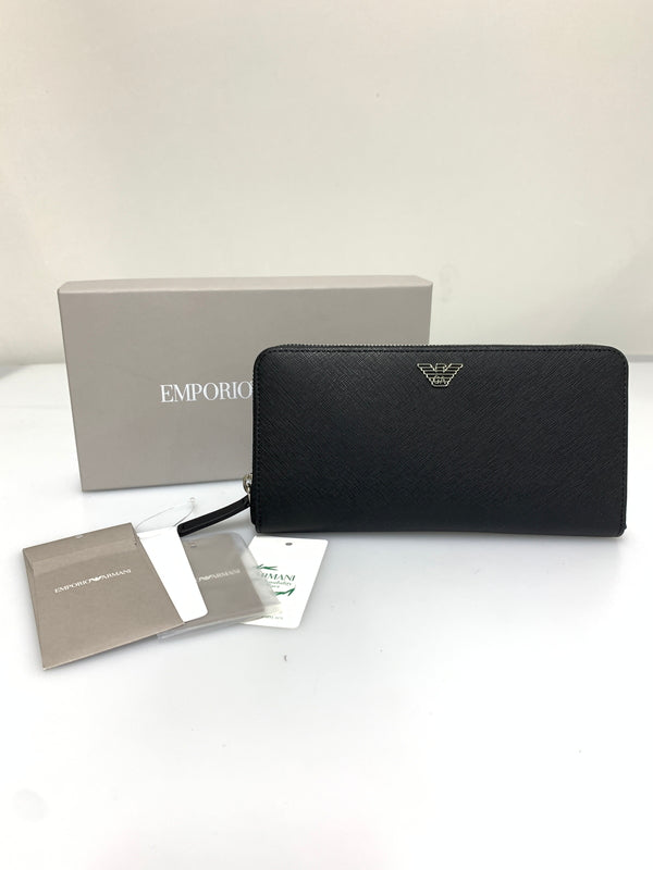 【中古美品】【メンズ】 EMPORIO ARMANI エンポリオ・アルマーニ Y4R169 ラウンドファスナー長財布 ロングウォレット 200-260607-AS-5-min カラー：ブラック 万代Net店