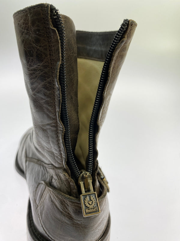 【現状渡し品】【メンズ】 BELSTAFF ベルスタッフ ZIP LEATHER BOOTS ジップ レザーブーツ 靴 164-260611-yn-07-min サイズ：43 カラー：ブラウン系 万代Net店