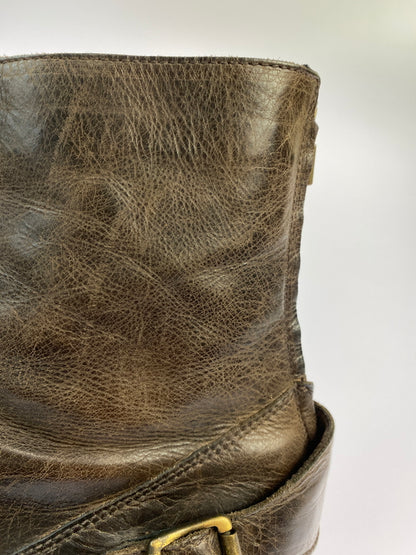 【現状渡し品】【メンズ】 BELSTAFF ベルスタッフ ZIP LEATHER BOOTS ジップ レザーブーツ 靴 164-260611-yn-07-min サイズ：43 カラー：ブラウン系 万代Net店