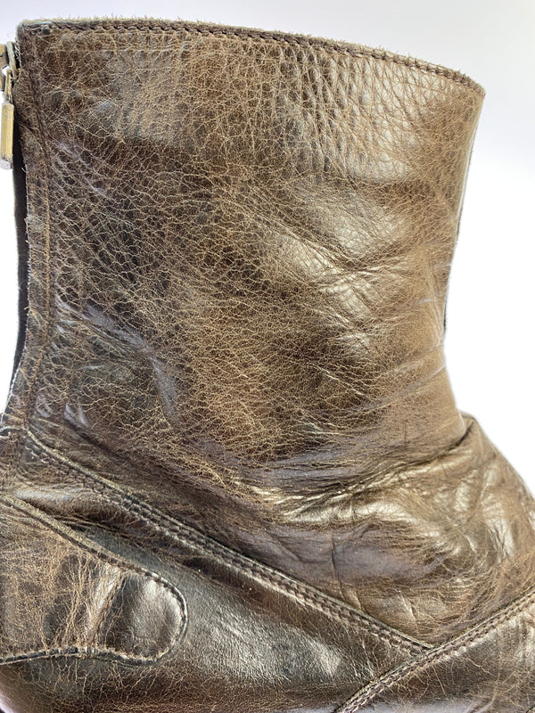【現状渡し品】【メンズ】 BELSTAFF ベルスタッフ ZIP LEATHER BOOTS ジップ レザーブーツ 靴 164-260611-yn-07-min サイズ：43 カラー：ブラウン系 万代Net店