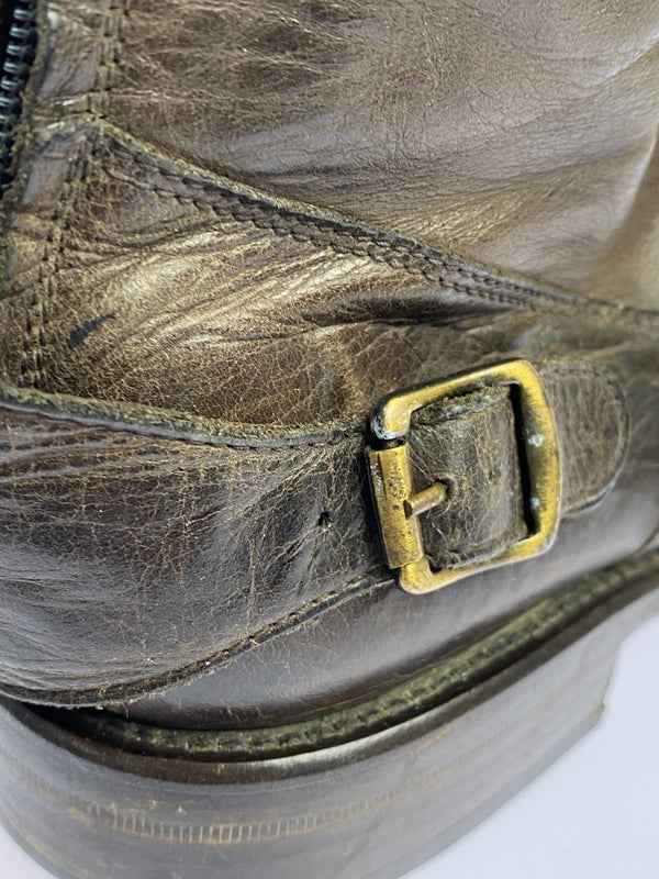 【現状渡し品】【メンズ】 BELSTAFF ベルスタッフ ZIP LEATHER BOOTS ジップ レザーブーツ 靴 164-260611-yn-07-min サイズ：43 カラー：ブラウン系 万代Net店