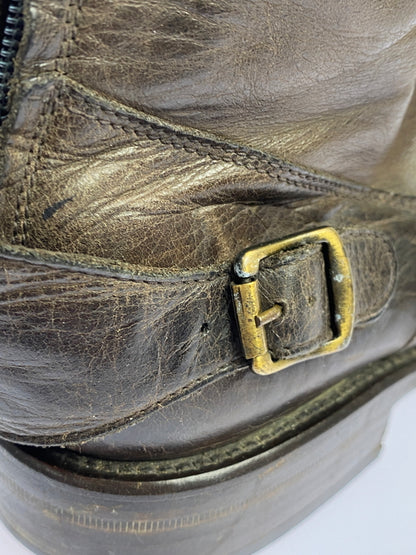 【現状渡し品】【メンズ】 BELSTAFF ベルスタッフ ZIP LEATHER BOOTS ジップ レザーブーツ 靴 164-260611-yn-07-min サイズ：43 カラー：ブラウン系 万代Net店
