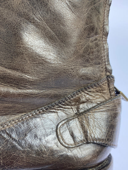 【現状渡し品】【メンズ】 BELSTAFF ベルスタッフ ZIP LEATHER BOOTS ジップ レザーブーツ 靴 164-260611-yn-07-min サイズ：43 カラー：ブラウン系 万代Net店