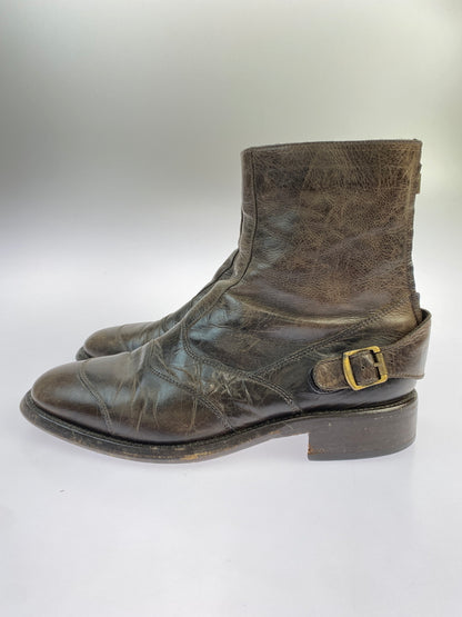 【現状渡し品】【メンズ】 BELSTAFF ベルスタッフ ZIP LEATHER BOOTS ジップ レザーブーツ 靴 164-260611-yn-07-min サイズ：43 カラー：ブラウン系 万代Net店
