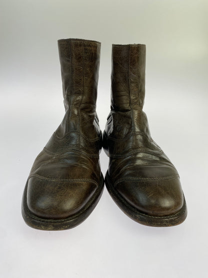 【現状渡し品】【メンズ】 BELSTAFF ベルスタッフ ZIP LEATHER BOOTS ジップ レザーブーツ 靴 164-260611-yn-07-min サイズ：43 カラー：ブラウン系 万代Net店
