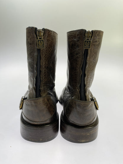 【現状渡し品】【メンズ】 BELSTAFF ベルスタッフ ZIP LEATHER BOOTS ジップ レザーブーツ 靴 164-260611-yn-07-min サイズ：43 カラー：ブラウン系 万代Net店
