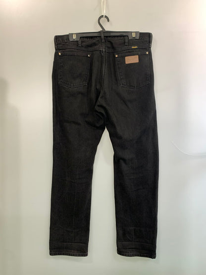 【中古品】【メンズ】 WRANGLER ラングラー BUTTON CUSTOM DENIM PANTS 13MWZWK ボタン カスタム デニム パンツ メンズ ボトムス ジーンズ ジーパン 157-260612-em-11-min サイズ：38×34 カラー：ブラック 万代Net店