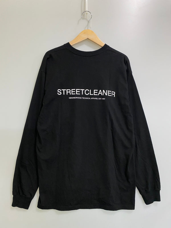 【中古品】【メンズ】 NEIGHBORHOOD ネイバーフッド 21SS STREET CLEANER TEE ストリート クリーナー Tシャツ 長袖Tシャツ トップス 142-260609-yn-22-min サイズ：L カラー：ブラック 万代Net店