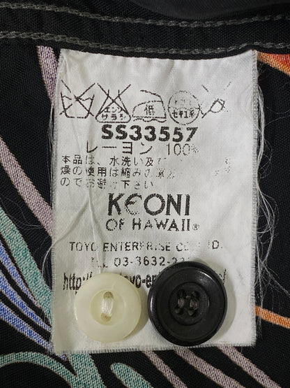 【中古品】【メンズ】 KEONI OF HAWAII ケオニオブハワイ × MOONEYES S/S ALOHA SHIRT SS33557 ムーンアイズ ショートスリーブ アロハシャツ 半袖シャツ トップス 145-260609-yn-18-min サイズ：M カラー：ブラック 万代Net店