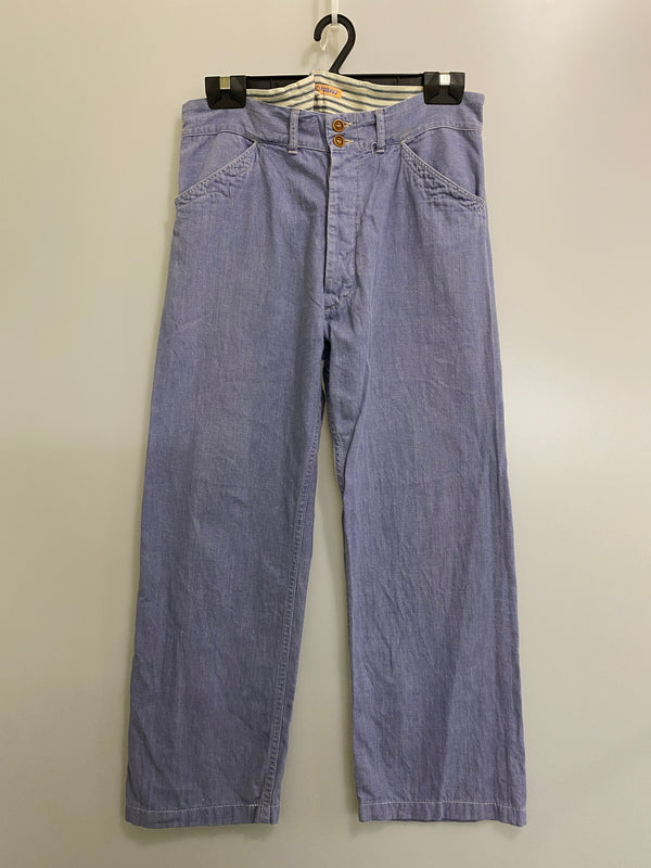 【中古品】【メンズ】 MISTER FREEDOM ミスターフリーダム × SUGAR CANE WORK PANTS SC41164 シュガーケーン ワークパンツ ボトムス 156-260609-yn-35-min サイズ：34 カラー：ライトブルー 万代Net店