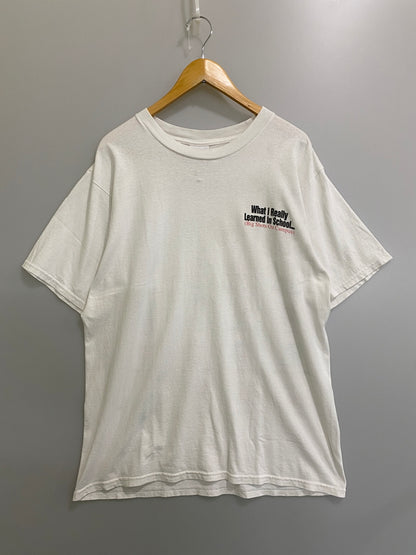 【中古品】【メンズ】 UNKNOWN USED 90's WHAT I REALLY LEARNED IN SCHOOL TEE ユーズド 90年代 ショートスリーブTシャツ 半袖Tシャツ トップス 146-260609-yn-29-min サイズ：L カラー：ホワイト 万代Net店