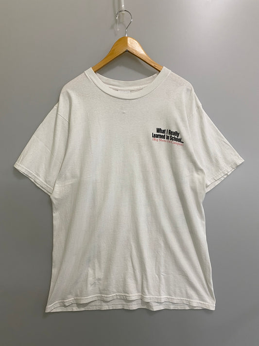 【中古品】【メンズ】 UNKNOWN USED 90's WHAT I REALLY LEARNED IN SCHOOL TEE ユーズド 90年代 ショートスリーブTシャツ 半袖Tシャツ トップス 146-260609-yn-29-min サイズ：L カラー：ホワイト 万代Net店