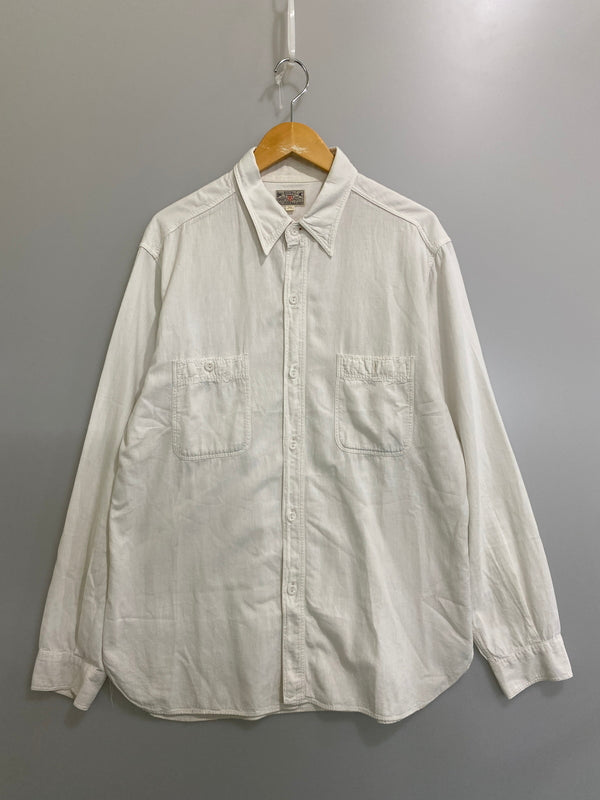 【中古品】【メンズ】 BUZZ RICKSON'S バズリクソンズ WHITE CHAMBRAY WORK SHIRT BR25996 ホワイト シャンブレー ワークシャツ 長袖シャツ トップス 145-260609-yn-28-min サイズ：17-17 1/2 カラー：ホワイト 万代Net店