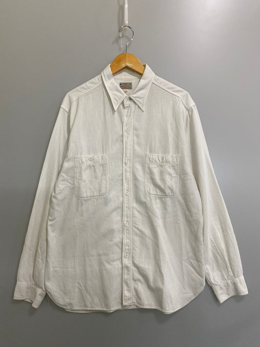 【中古品】【メンズ】 BUZZ RICKSON'S バズリクソンズ WHITE CHAMBRAY WORK SHIRT BR25996 ホワイト シャンブレー ワークシャツ 長袖シャツ トップス 145-260609-yn-28-min サイズ：17-17 1/2 カラー：ホワイト 万代Net店