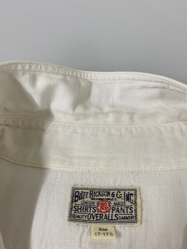 【中古品】【メンズ】 BUZZ RICKSON'S バズリクソンズ WHITE CHAMBRAY WORK SHIRT BR25996 ホワイト シャンブレー ワークシャツ 長袖シャツ トップス 145-260609-yn-28-min サイズ：17-17 1/2 カラー：ホワイト 万代Net店