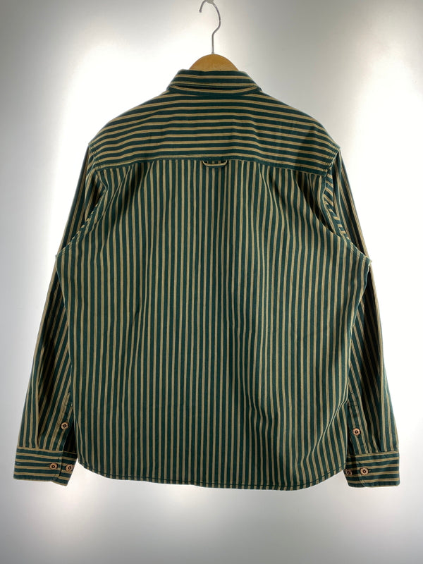 【中古品】【メンズ】 KAHAKU カラク レトロ ストライプ オーバーシャツ メンズ トップス ヘビーウェイト 長袖 145-260612-em-20-min サイズ：3XL カラー：グリーン系 万代Net店