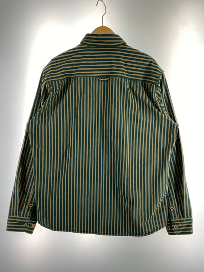 【中古品】【メンズ】 KAHAKU カラク レトロ ストライプ オーバーシャツ メンズ トップス ヘビーウェイト 長袖 145-260612-em-20-min サイズ：3XL カラー：グリーン系 万代Net店