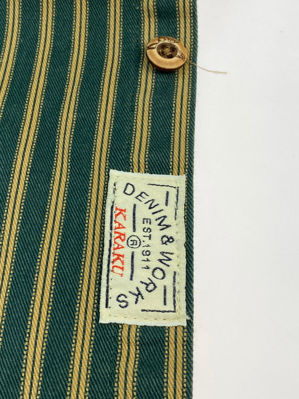 【中古品】【メンズ】 KAHAKU カラク レトロ ストライプ オーバーシャツ メンズ トップス ヘビーウェイト 長袖 145-260612-em-20-min サイズ：3XL カラー：グリーン系 万代Net店