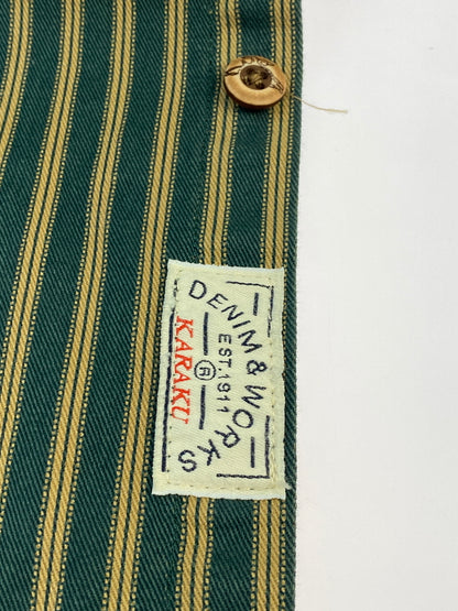 【中古品】【メンズ】 KAHAKU カラク レトロ ストライプ オーバーシャツ メンズ トップス ヘビーウェイト 長袖 145-260612-em-20-min サイズ：3XL カラー：グリーン系 万代Net店