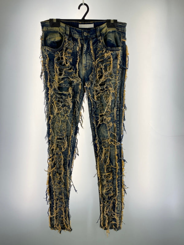 【中古品】【メンズ】 KDNK ケーディーエヌケー DAMAGE DENIM PANTS ダメージ デニム パンツ メンズ ボックス ジーンズ ジーパン 153-260612-em-27-min サイズ：34 カラー：インディゴ 万代Net店