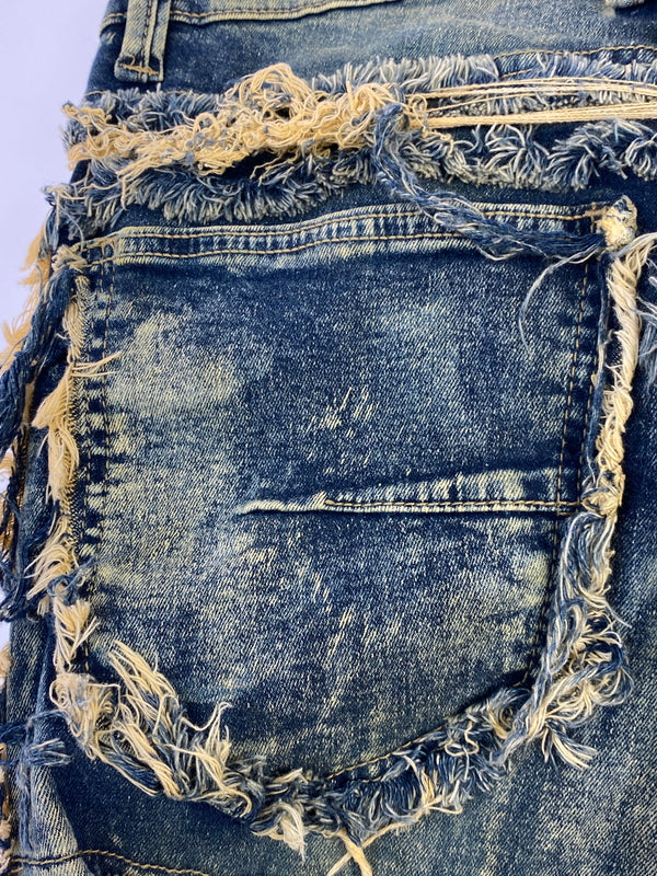 【中古品】【メンズ】 KDNK ケーディーエヌケー DAMAGE DENIM PANTS ダメージ デニム パンツ メンズ ボックス ジーンズ ジーパン 153-260612-em-27-min サイズ：34 カラー：インディゴ 万代Net店