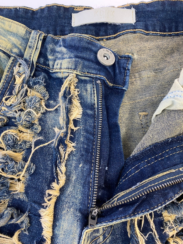 【中古品】【メンズ】 KDNK ケーディーエヌケー DAMAGE DENIM PANTS ダメージ デニム パンツ メンズ ボックス ジーンズ ジーパン 153-260612-em-27-min サイズ：34 カラー：インディゴ 万代Net店