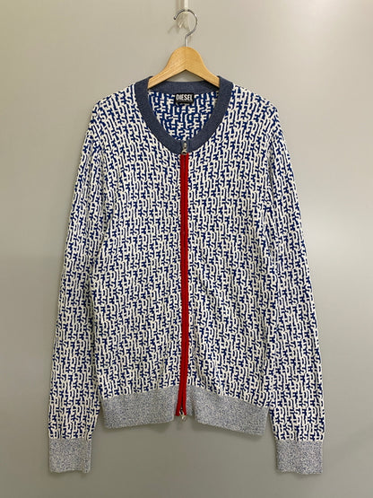 【中古品】【メンズ】 DIESEL ディーゼル M-ALLORCA ZIP UP CARDIGAN ジップカーディガン トップス 141-260609-yn-27-min サイズ：L カラー：ブルー/ホワイト 万代Net店