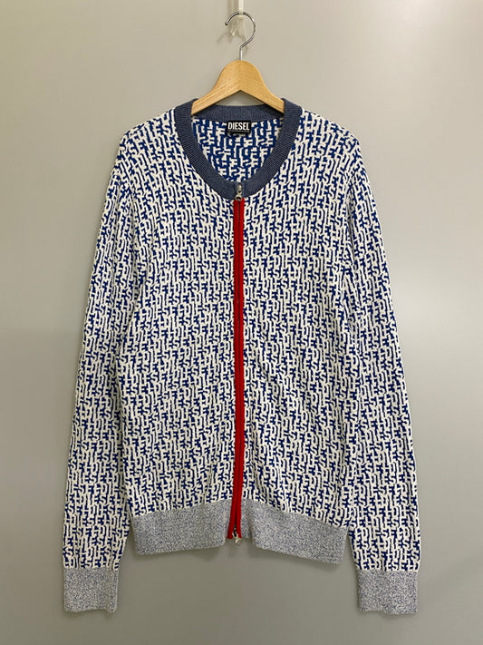 【中古品】【メンズ】 DIESEL ディーゼル M-ALLORCA ZIP UP CARDIGAN ジップカーディガン トップス 141-260609-yn-27-min サイズ：L カラー：ブルー/ホワイト 万代Net店