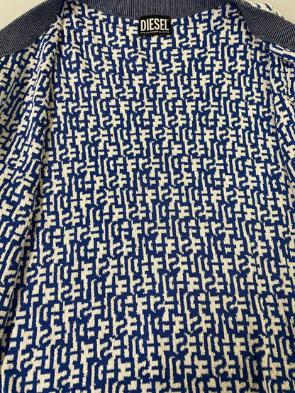 【中古品】【メンズ】 DIESEL ディーゼル M-ALLORCA ZIP UP CARDIGAN ジップカーディガン トップス 141-260609-yn-27-min サイズ：L カラー：ブルー/ホワイト 万代Net店