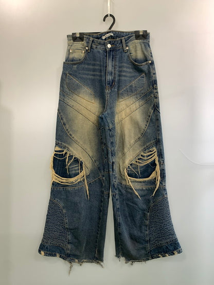 【中古品】【メンズ】 STILL WATER スティル ウォーター DAMAGE DENIM PANT ダメージ デニムパンツ メンズ ボトムス ジーンズ ジーパン 153-260612-em-05-min サイズ：M カラー：インディゴブルー 万代Net店