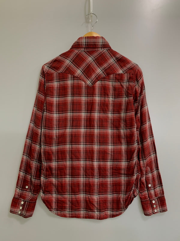 【中古品】【メンズ】 DENIME ドゥニーム オリゾンティタグ CHECK SHIRT チェック 長袖 シャツ メンズ トップス 145-260612-em-49-min サイズ：M カラー：レッド系 万代Net店