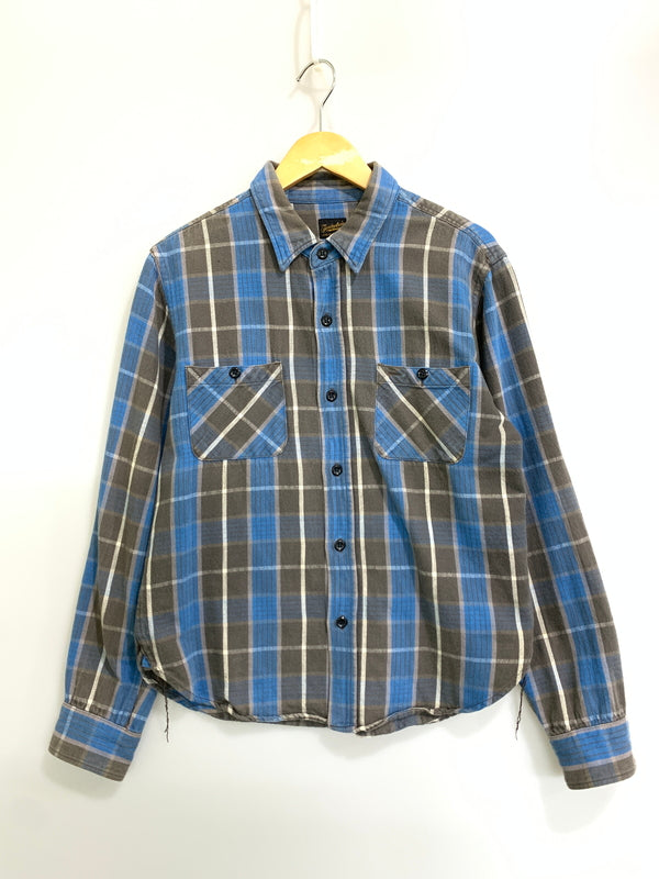 【中古品】【メンズ】 TENDERLOIN テンダーロイン FLANNEL SHIRT フェンネル シャツ メンズ 長袖シャツ トップス 142-260612-em-47-min サイズ：S カラー：ブルー/グレー系 万代Net店