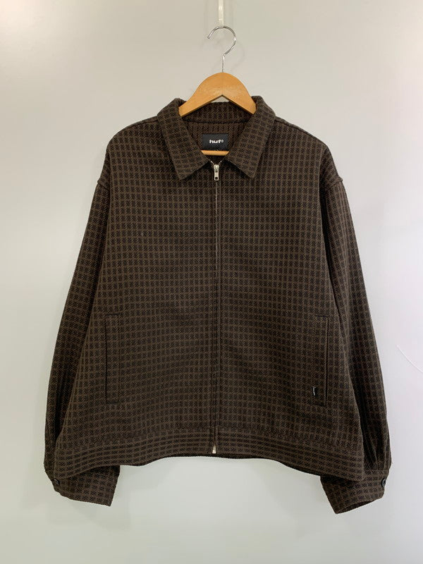 【中古品】【メンズ】 HUF ハフ WAFFLE WEAVING ZIP LS SHIRT ワッフルウィービングジップアップシャツジャケット ロングスリーブ 長袖シャツ チェックシャツ 142-260611-kt-12-min サイズ：L カラー：ブラウン系 万代Net店
