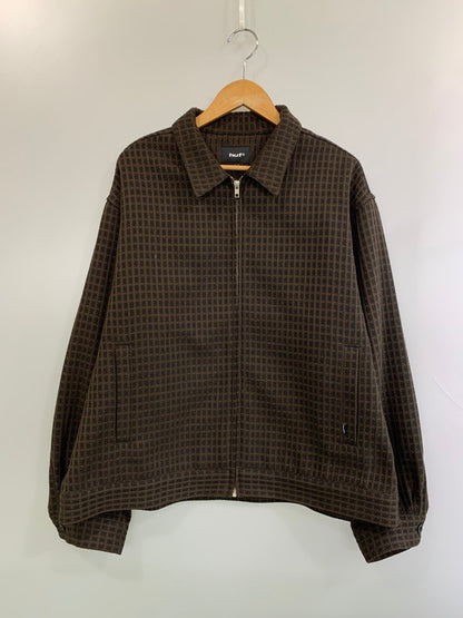 【中古品】【メンズ】 HUF ハフ WAFFLE WEAVING ZIP LS SHIRT ワッフルウィービングジップアップシャツジャケット ロングスリーブ 長袖シャツ チェックシャツ 142-260611-kt-12-min サイズ：L カラー：ブラウン系 万代Net店