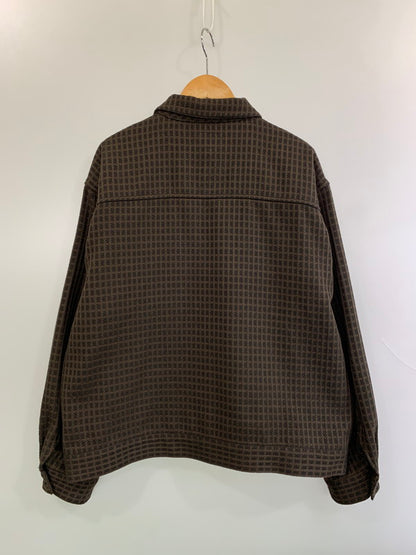 【中古品】【メンズ】 HUF ハフ WAFFLE WEAVING ZIP LS SHIRT ワッフルウィービングジップアップシャツジャケット ロングスリーブ 長袖シャツ チェックシャツ 142-260611-kt-12-min サイズ：L カラー：ブラウン系 万代Net店