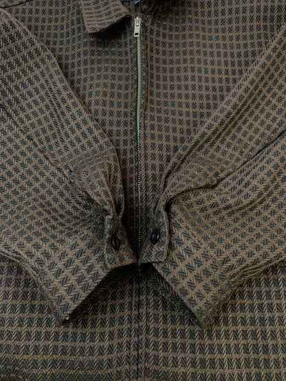 【中古品】【メンズ】 HUF ハフ WAFFLE WEAVING ZIP LS SHIRT ワッフルウィービングジップアップシャツジャケット ロングスリーブ 長袖シャツ チェックシャツ 142-260611-kt-12-min サイズ：L カラー：ブラウン系 万代Net店