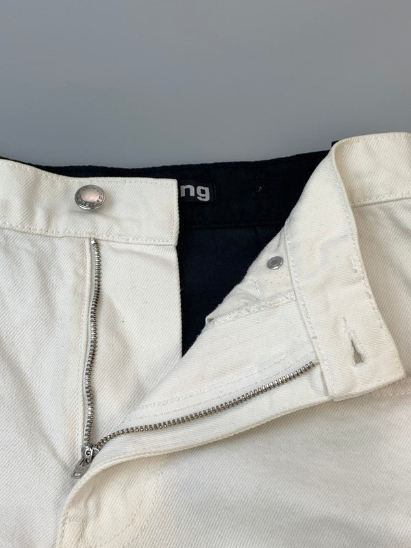 【中古品】【メンズ】 ALEXANDERWANG アレキサンダーワン ハイブリッドカーゴパンツ メンズ デニム ナイロン ボトムス 168-260612-em-07-min サイズ：24 カラー：ホワイト/ブラック 万代Net店