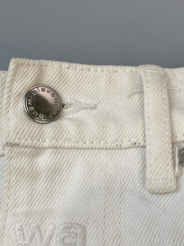 【中古品】【メンズ】 ALEXANDERWANG アレキサンダーワン ハイブリッドカーゴパンツ メンズ デニム ナイロン ボトムス 168-260612-em-07-min サイズ：24 カラー：ホワイト/ブラック 万代Net店
