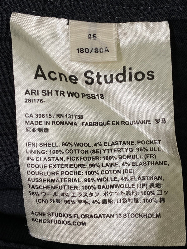【中古品】【メンズ】 ACNE STUDIOS アクネ ストゥディオズ ARI SH TR WO SHORT PANT アリ ショート トラウザーズ ウール ショートパンツ メンズ ボトムス 短パン 半ズボン 151-260615-em-12-min サイズ：46 カラー：ダークグレー 万代Net店