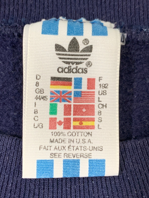 【中古品】【メンズ】 ADIDAS アディダス TREFOIL BIG LOGO SWEATSHIRT 万国旗タグ USA製 トレフォイルビッグロゴ スウェット トレーナー 146-260615-kt-04-min サイズ：サイズ不明 カラー：ネイビー 万代Net店
