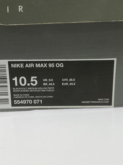 【中古品】【メンズ】 NIKE ナイキ AIR MAX 95 OG 554970-071 アマックス95 オリジナル スニーカー 靴 160-260617-yn-27-min サイズ：28.5cm US10.5 カラー：BLACK/VOLT-MEDIUM ASH-DARK PEWTER 万代Net店