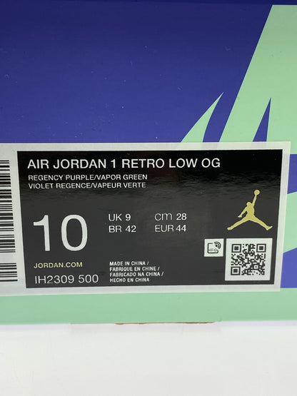 【中古品】【メンズ】 NIKE ナイキ AIR JORDAN 1 RETRO LOW OG ZION WILLIAMSON IH2309-500 エア ジョーダン 1 レトロ ロー オリジナル ザイオン ウィリアムソン スニーカー 靴 160-260617-yn-28-min サイズ：28.0cm US10 カラー：REGENCY PURPLE/VAPOR GREEN 万代Net店