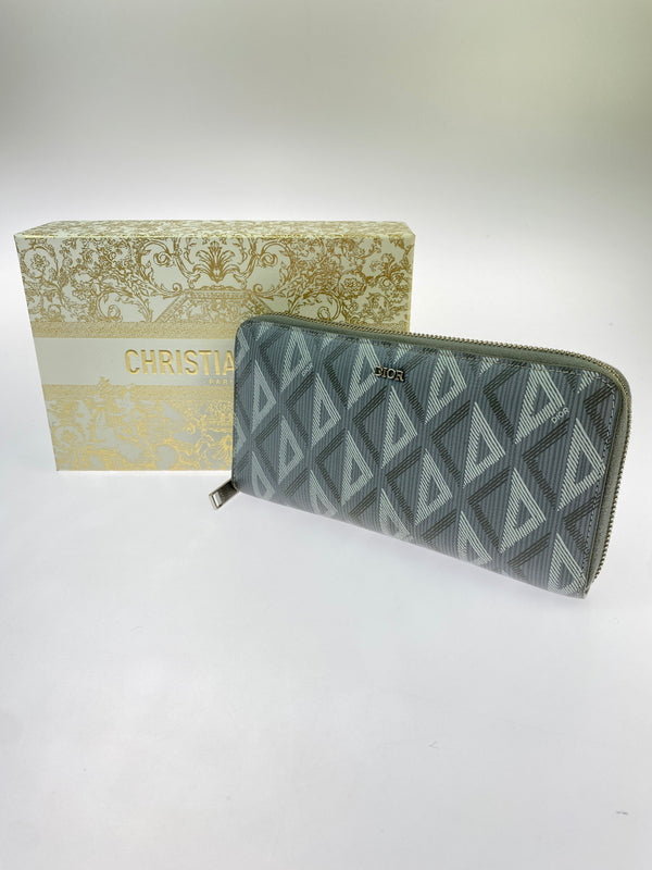【中古品】【メンズ】 CHRISTIAN DIOR クリスチャン ディオール CD DIAMOND LONG ZIP WALLET ダイヤモンド ロングジップウォレット 財布 長財布 181-260624-hu-12-min カラー：グレー 万代Net店
