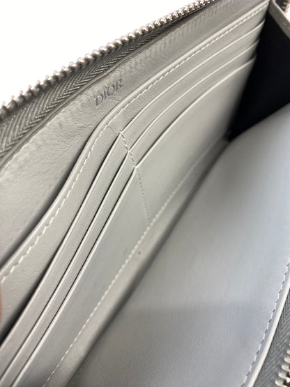 【中古品】【メンズ】 CHRISTIAN DIOR クリスチャン ディオール CD DIAMOND LONG ZIP WALLET ダイヤモンド ロングジップウォレット 財布 長財布 181-260624-hu-12-min カラー：グレー 万代Net店