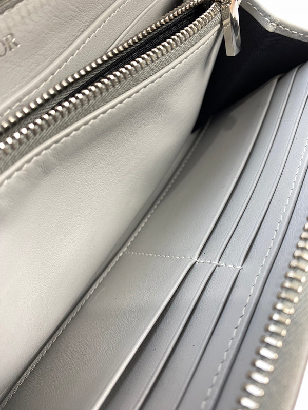 【中古品】【メンズ】 CHRISTIAN DIOR クリスチャン ディオール CD DIAMOND LONG ZIP WALLET ダイヤモンド ロングジップウォレット 財布 長財布 181-260624-hu-12-min カラー：グレー 万代Net店