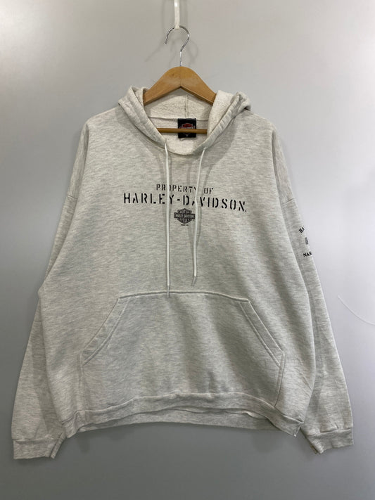 【現状渡し品】【メンズ】 HARLEY-DAVIDSON ハーレーダビッドソン PULLOVER HOODIE ステンシルロゴ プロオーバーフーディー パーカートップス 146-260715-yn-16-min サイズ：XL カラー：ライトグレー 万代Net店