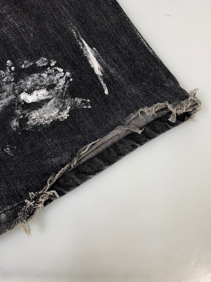 【現状渡し品】【メンズ】 ANDER HUNK アンダーハンク AH091006BW PAINT DENIM PANT ペイントデニムパンツ ジーンズ 153-260615-kt-02-min サイズ：M カラー：ブラック系 万代Net店