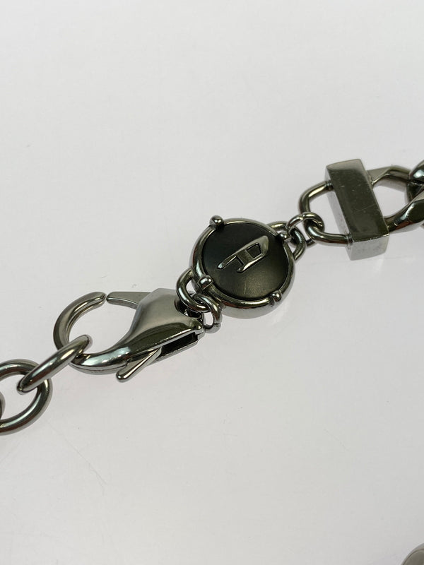 【中古品】【メンズ/レディース】 DIESEL ディーゼル D LOGO CHAIN BRACELET ディー ロゴ チェーン ブレスレット 193-260618-KS-12-min カラー：シルバー 万代Net店