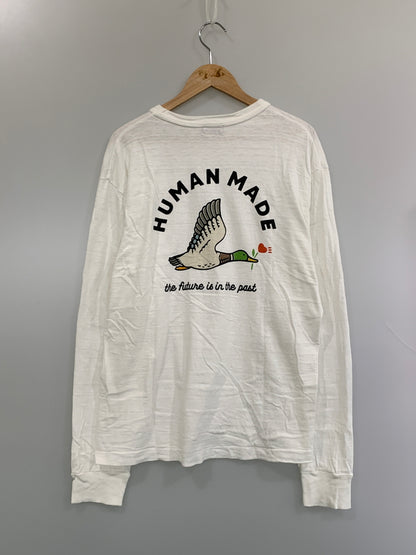 【中古品】【メンズ】 HUMAN MADE ヒューマンメイド 25SS GRAPHIC LS TEE HM29CS020 2025年春夏 グラフィック ロングスリーブ Tシャツ 長袖 メンズ トップス 142-260618-KS-21-min サイズ：L カラー：ホワイト 万代Net店
